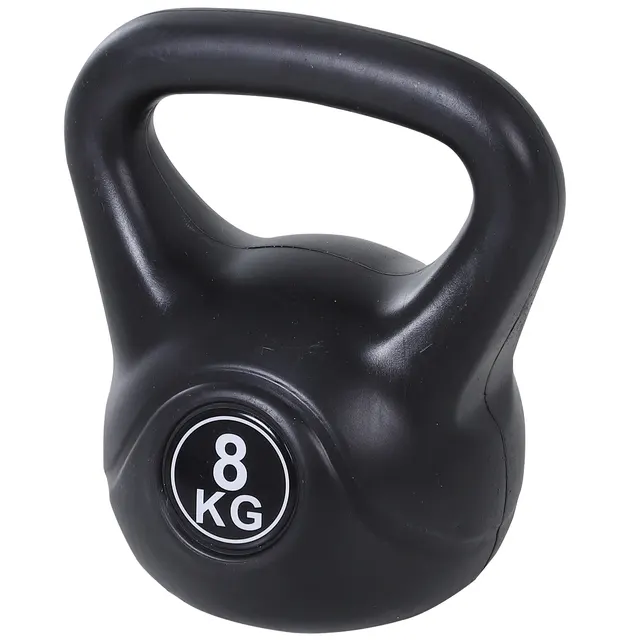 Kettlebell, 8 kg, βάρος-αλτήρας γεμάτος με άμμο για αρχάριους, μαύρος