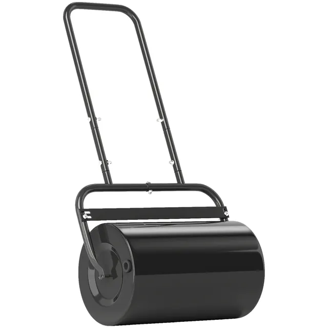 U-Handle Lawn Roller Garden Roller 32cm Διάμετρος 38L Νερό/62kg Άμμος Μεταλλικός Μαύρος 58 x 32,5 x 113cm