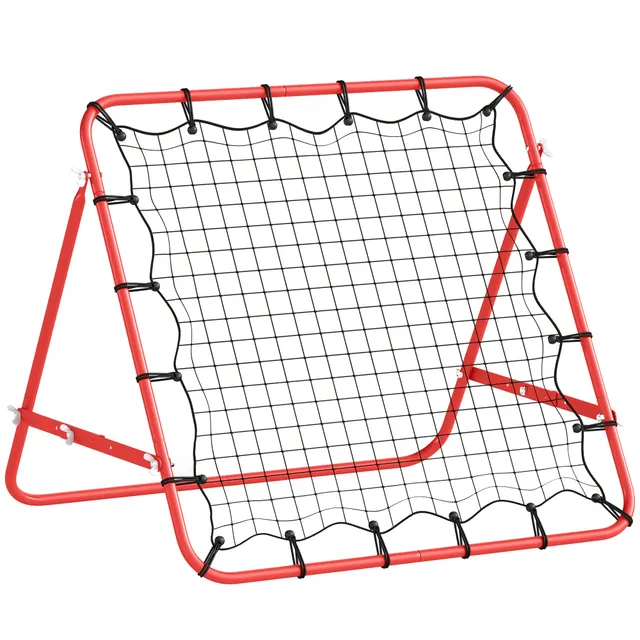 Rebounder για Ποδόσφαιρο, 84 x 84 cm, Rebounder Ποδοσφαίρου με Ρυθμιζόμενη Γωνία, Kickback Τοίχος Ανάκρουσης, Τέρμα Ποδοσφαίρου για Νέους, Εκπαίδευση Σουτ, Πάσας και Υποδοχής Μπάλας, Κόκκινο