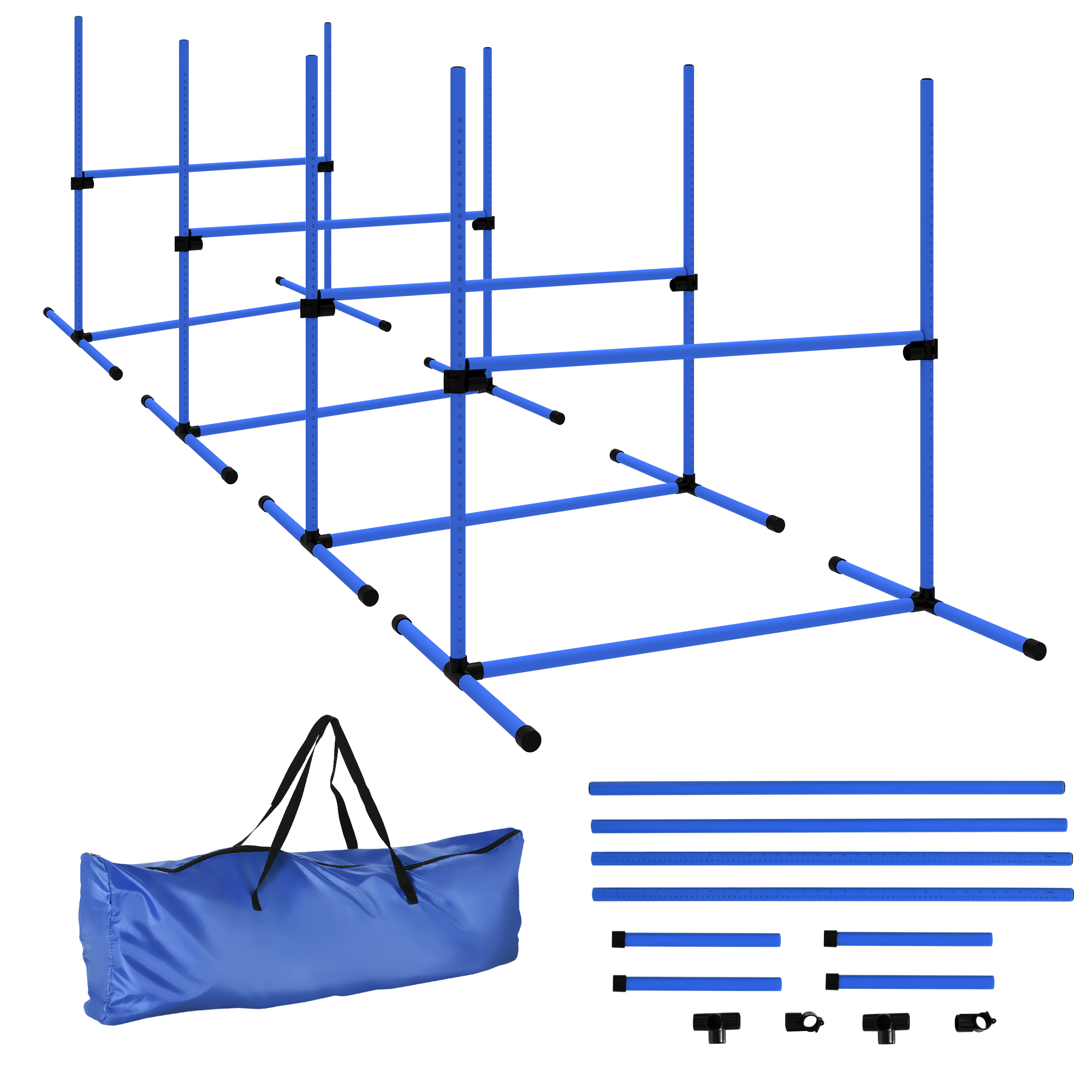 Agility Set Ρυθμιζόμενο ύψος Σκύλος Agility Equipment with 4 Hurdles Carry Bag 104x67 cm Μπλε