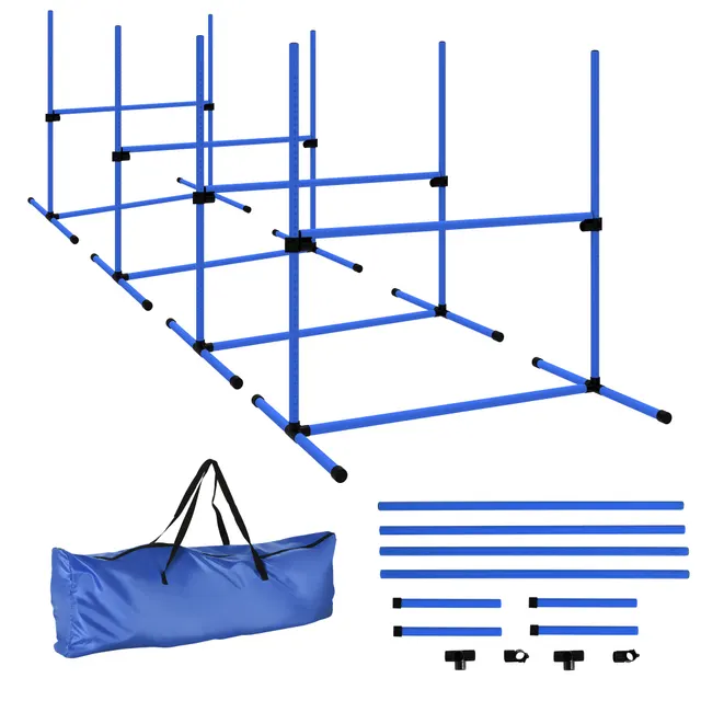 Agility Set Ρυθμιζόμενο ύψος Σκύλος Agility Equipment with 4 Hurdles Carry Bag 104x67 cm Μπλε