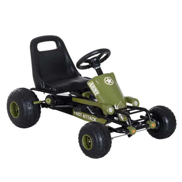 Go Kart, παιδικό ποδήλατο με χειρόφρενο, εμπρός και πίσω ταχύτητες, παιδικό όχημα Kettcar με ρυθμιζόμενο κάθισμα για παιδιά 3-6 ετών, 99 x 65 x 56 cm, Πράσινο