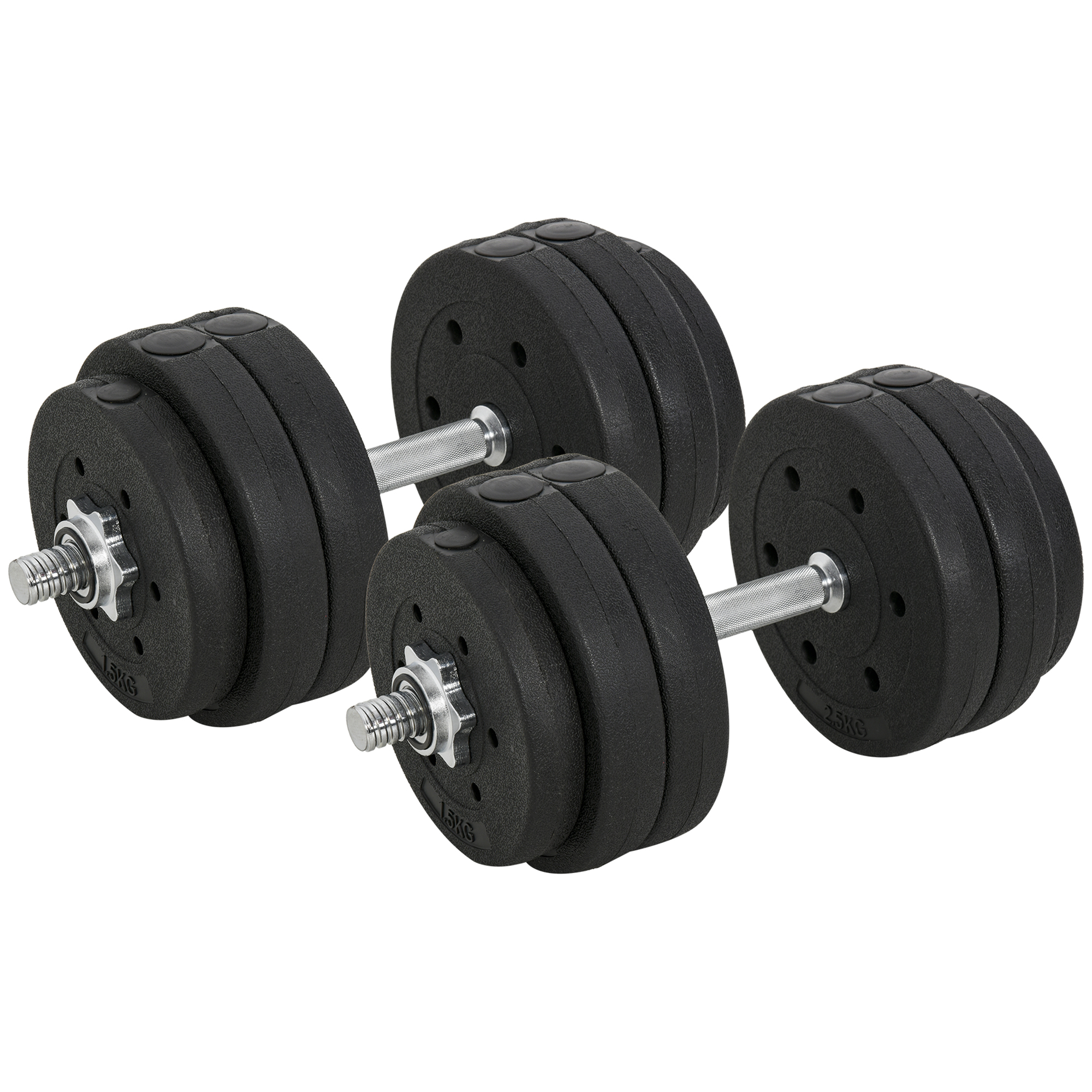 Σετ αλτήρες 30 KG Σετ αλτήρες με πλάκες βάρους για γυμναστήριο στο σπίτι Γυμναστήριο από ψεύτικο δέρμα Faux Leather Μαύρο Προπόνηση δύναμης