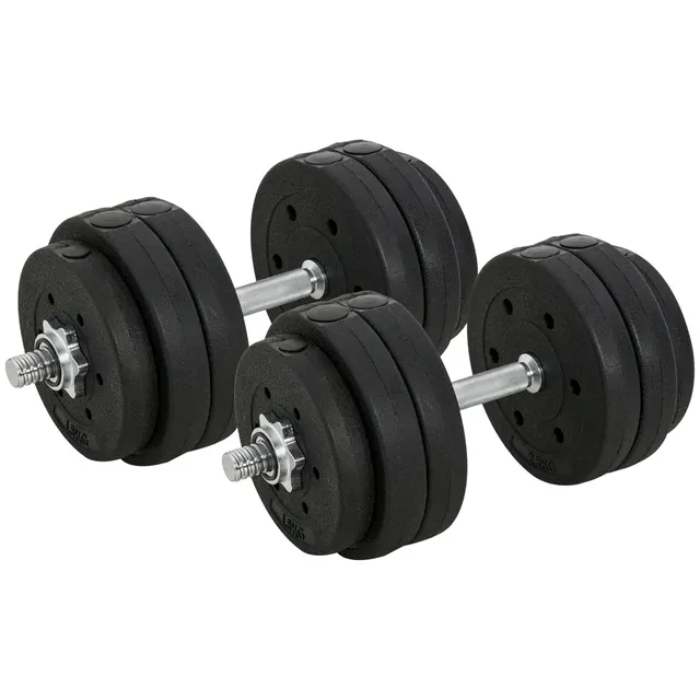 Σετ αλτήρες 30 KG Σετ αλτήρες με πλάκες βάρους για γυμναστήριο στο σπίτι Γυμναστήριο από ψεύτικο δέρμα Faux Leather Μαύρο Προπόνηση δύναμης