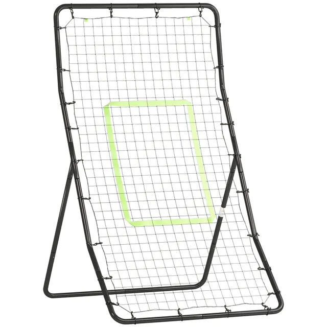 Μπέιζμπολ Rebounder, Φορητό δίχτυ Softball Pitchback, Rebound Net με Ζώνη Στόχου, Pitching Net for Baseballs Softballs, Metal, Black