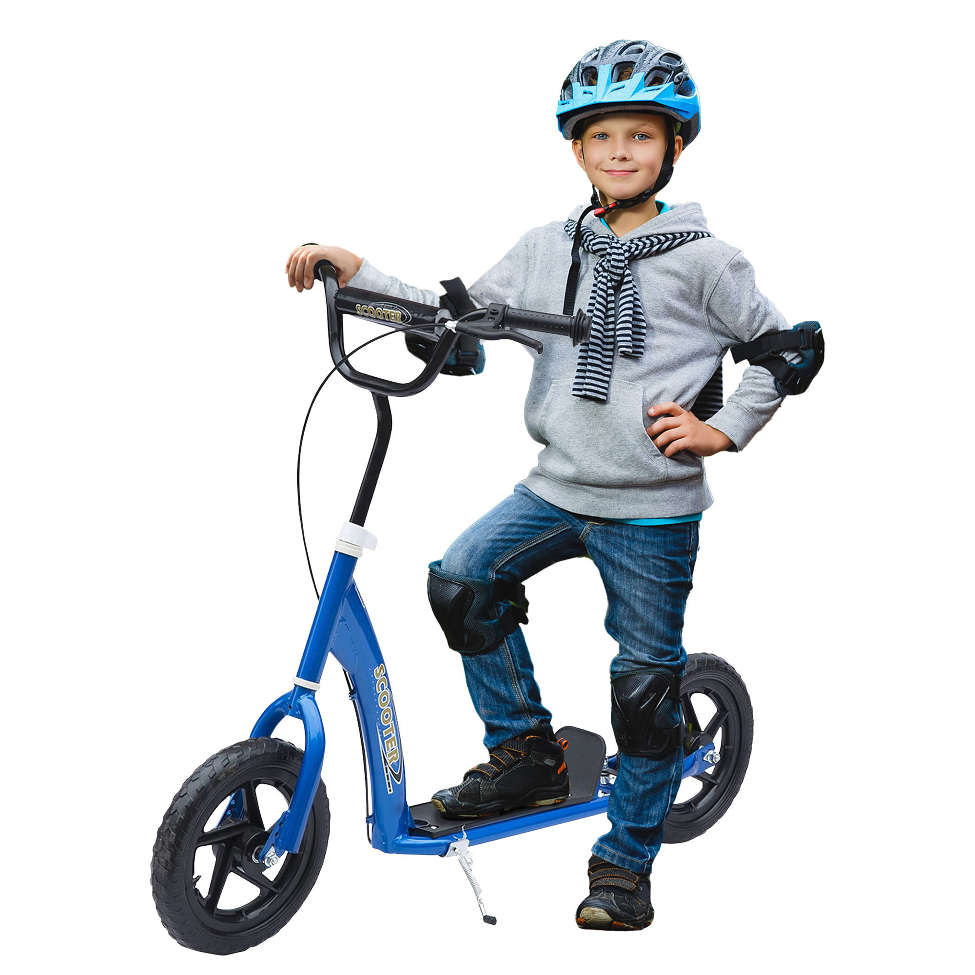 Παιδικό σκούτερ με πίσω φρένο Kick Scooter 12 ιντσών Kick Scooter City Scooter για παιδιά Kickboard Ρυθμιζόμενο Ύψος Steel EVA Blue 120 x 52 x 80-88 cm
