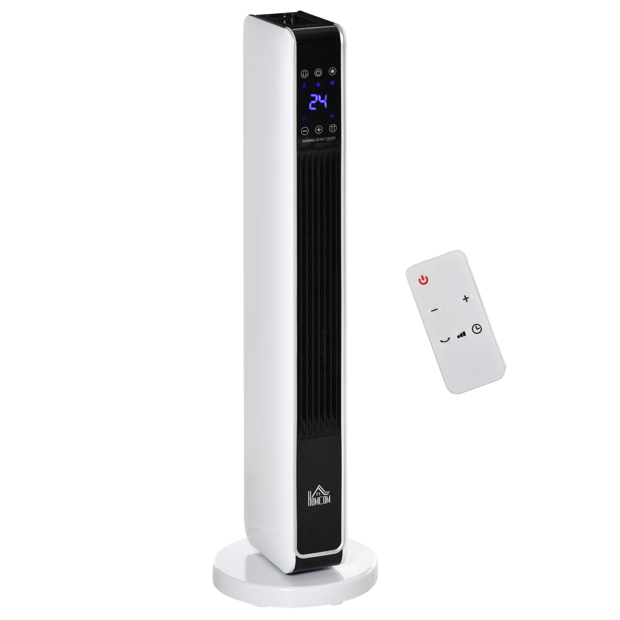 Θερμαντική Συσκευή Θερμοσίφωνας 2200W Ηλεκτρικός Θερμαντήρας Κεραμικός Θερμαντικός Πύργος με Τηλεχειριστήριο, Χρονοδιακόπτη 8 Ωρών, Οσυλλίωση Θερμαντήρας Θέρμανση ABS PA Λευκό+Μαύρο 21 x 21 x 73 εκ.