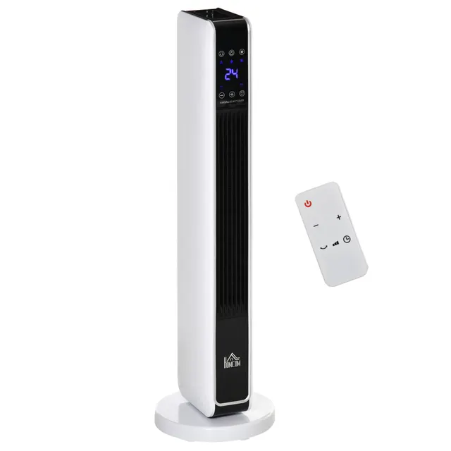 Θερμαντική Συσκευή Θερμοσίφωνας 2200W Ηλεκτρικός Θερμαντήρας Κεραμικός Θερμαντικός Πύργος με Τηλεχειριστήριο, Χρονοδιακόπτη 8 Ωρών, Οσυλλίωση Θερμαντήρας Θέρμανση ABS PA Λευκό+Μαύρο 21 x 21 x 73 εκ.