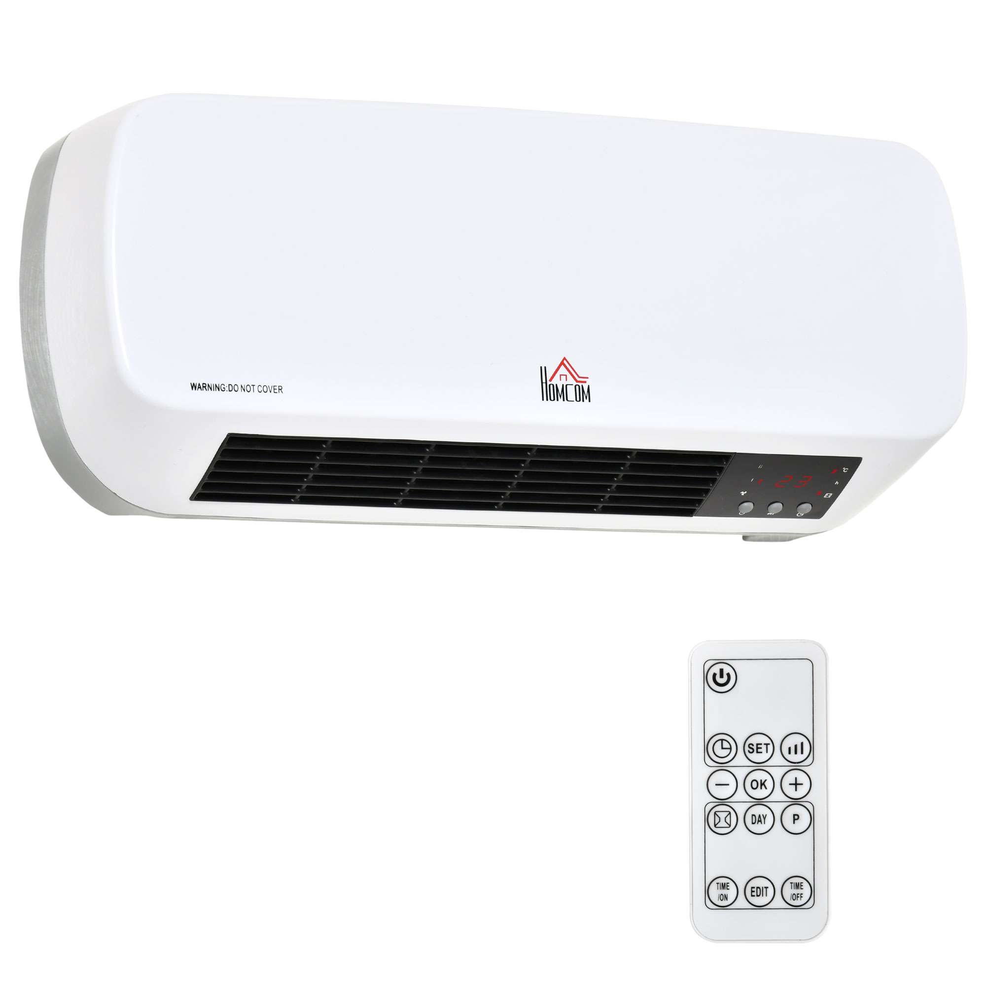 Θερμαντικός ανεμιστήρας τοίχου 2000W με τηλεχειριστήριο, 2 λειτουργίες θέρμανσης, LED οθόνη, 12ωρο χρονοδιακόπτη για μπάνιο
