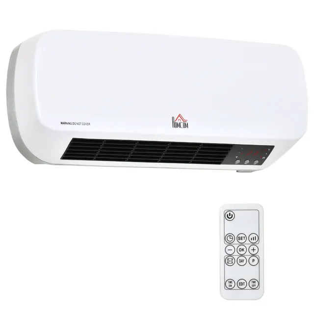 Θερμαντικός ανεμιστήρας τοίχου 2000W με τηλεχειριστήριο, 2 λειτουργίες θέρμανσης, LED οθόνη, 12ωρο χρονοδιακόπτη για μπάνιο