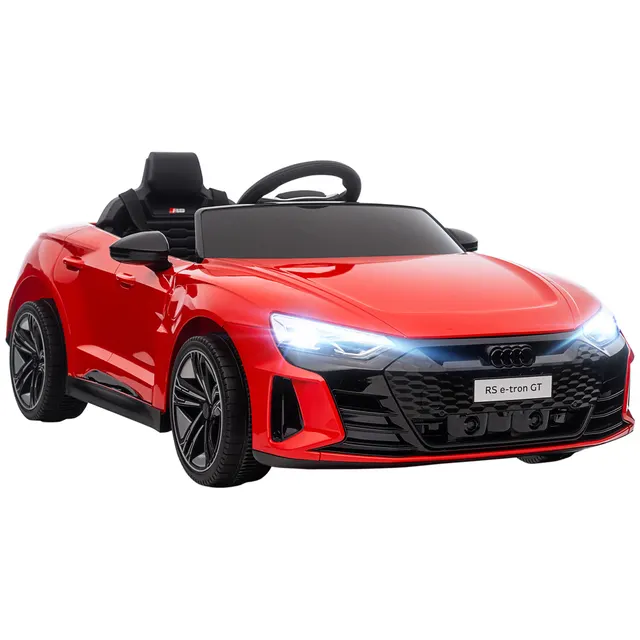 Παιδικό αυτοκίνητο, ηλεκτρικό, Audi άδεια, με ζώνη ασφαλείας, τηλεχειριστήριο, φως, κόκκινο+μαύρο, 103 x 58 x 41cm