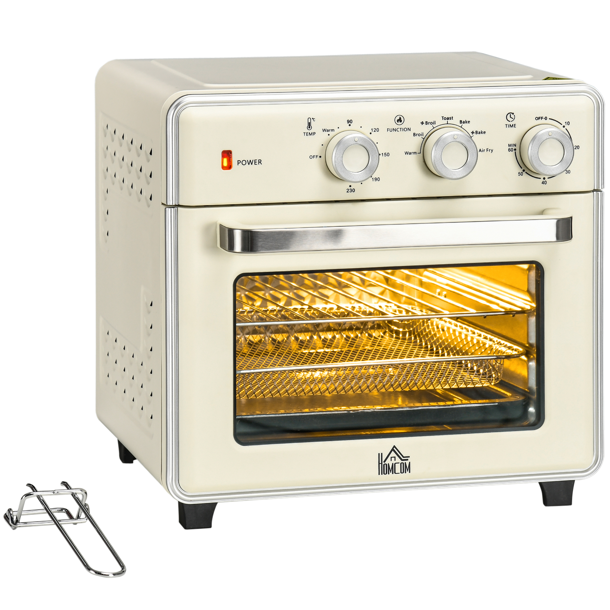 Μίνι φούρνος 5 σε 1, χωρητικότητα 20 λίτρων, 1400 W, 1 σχάρα ψησίματος, 1 ταψί, 60 λεπτά. μετρών την ώραν