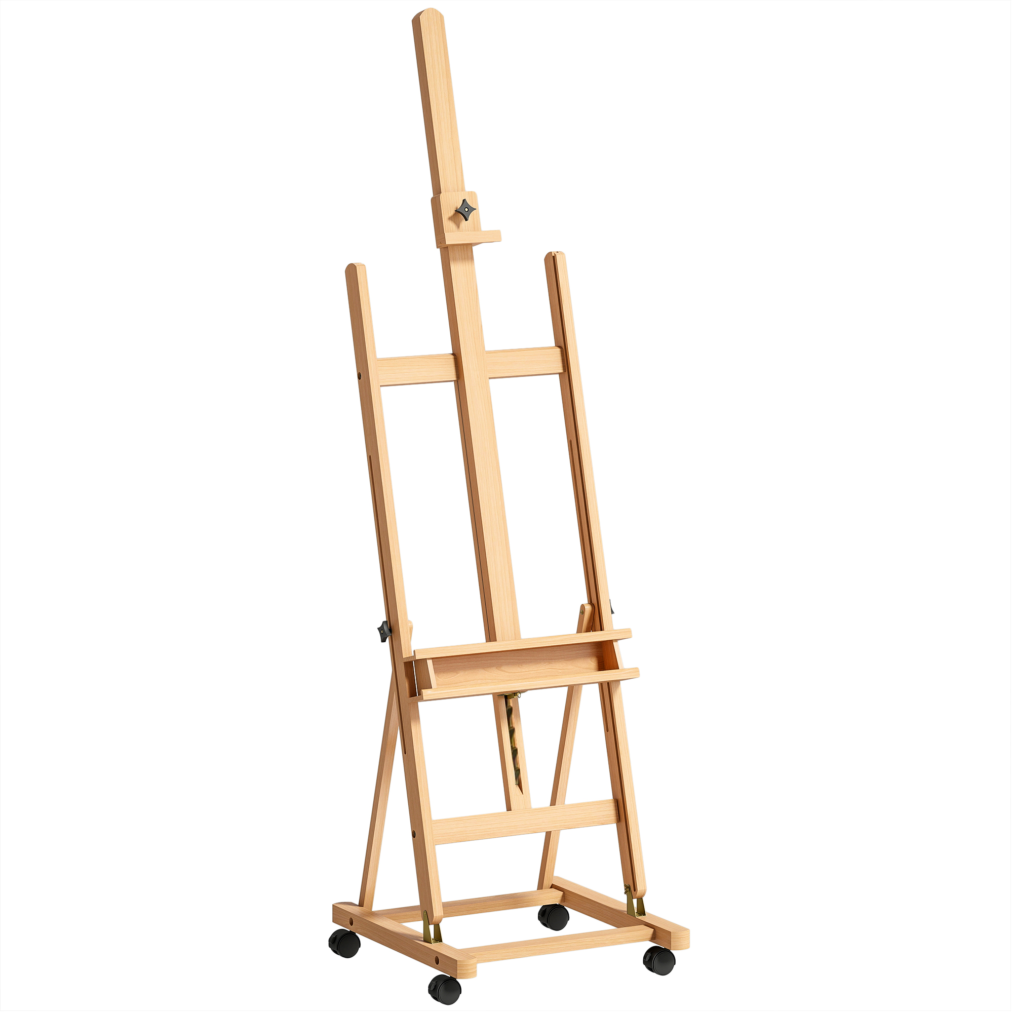 Καβαλέτο, Artist Easel, Ρυθμιζόμενο Ύψος, 4 Τροχοί, Φυσικό + Μαύρο