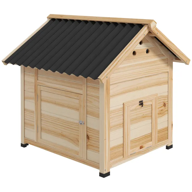 Duck house duck house μικρό σπιτάκι ζώων, ανθεκτικό στις καιρικές συνθήκες, 2 εισόδους, 2 ράμπες, 78 x 90 x 92 cm, 'φυσικό + μαύρο