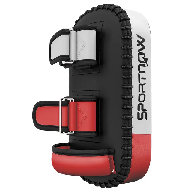 Kickpad για Muay Thai, Kickboxing, τεχνητό δέρμα, 0,4 kg, 38x20x18 cm, Μαύρο/Κόκκινο/Λευκό