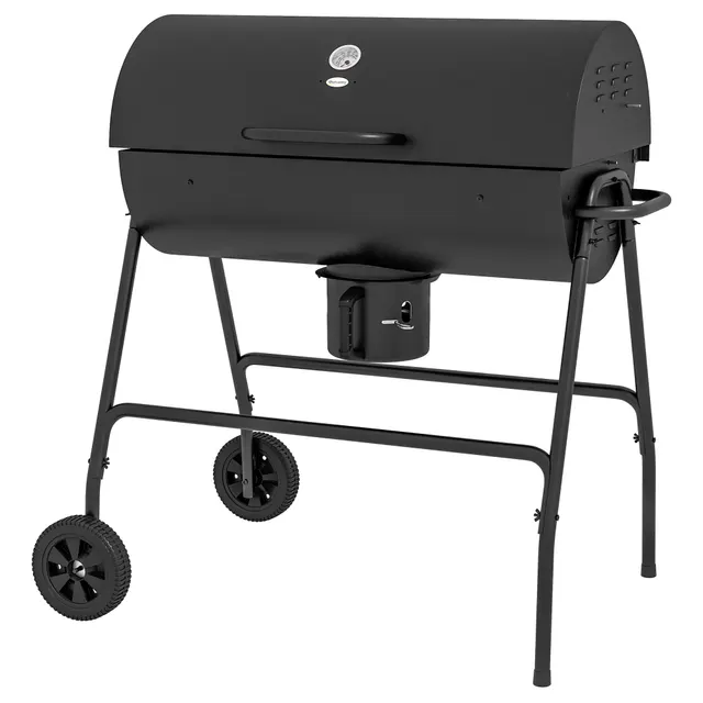 Ηλεκτρική ψησταριά από μέταλλο BBQ Smoker με καπάκι, θερμόμετρο, ρόδες, καρότσι ψησίματος 95x71,5x102 cm Μαύρο