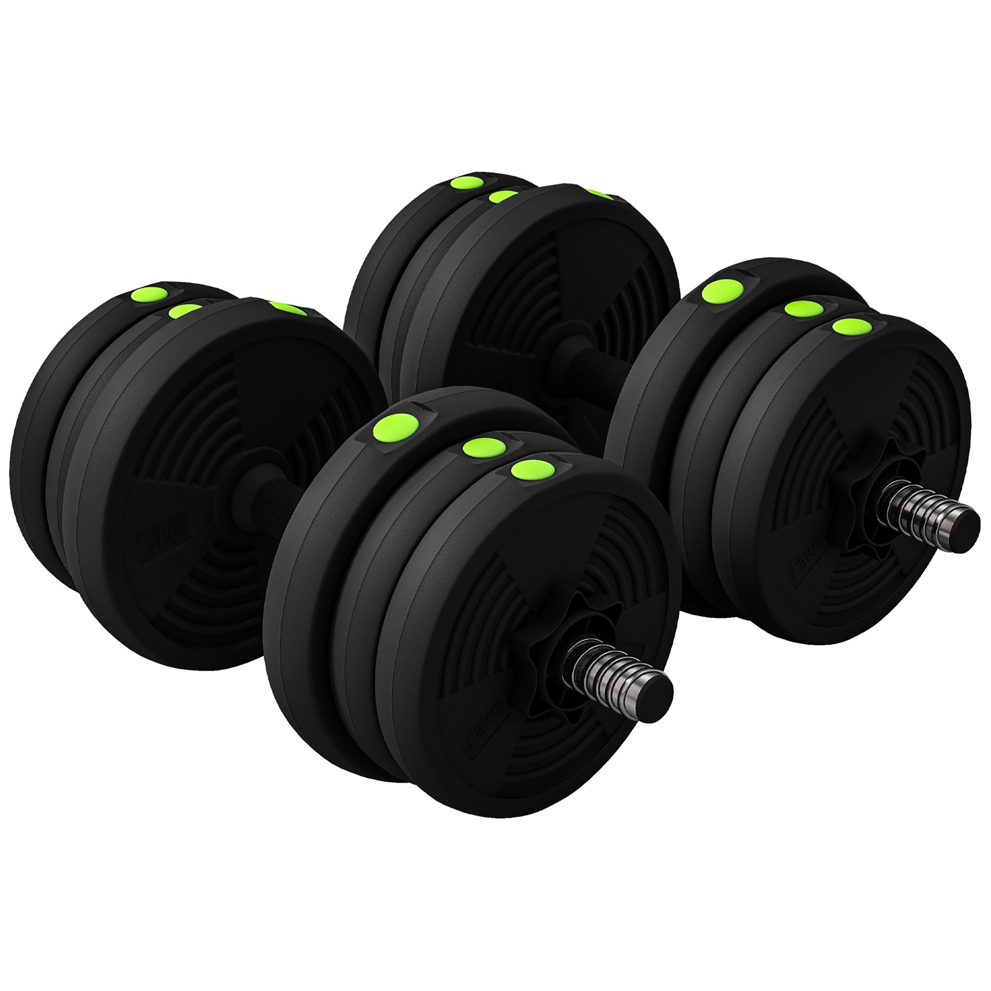 Σετ Dumbbell Bar & Dumbbell 2 in 1 20kg Αντιολισθητικό δάπεδο Απαλό Μαύρο/Πράσινο