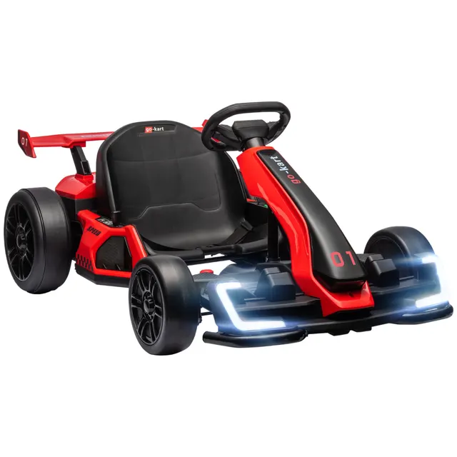 Go-Kart για παιδιά, ηλεκτρικό kart με κόρνα και μουσική, ρυθμιζόμενη θέση, έως 12 km/h, πλαστικό, μέταλλο, Κόκκινο