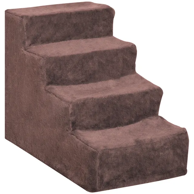 Σκάλα για σκύλους 4-στάσεων, αφαιρούμενη επένδυση για μικρούς σκύλους 44 cm, Καφέ