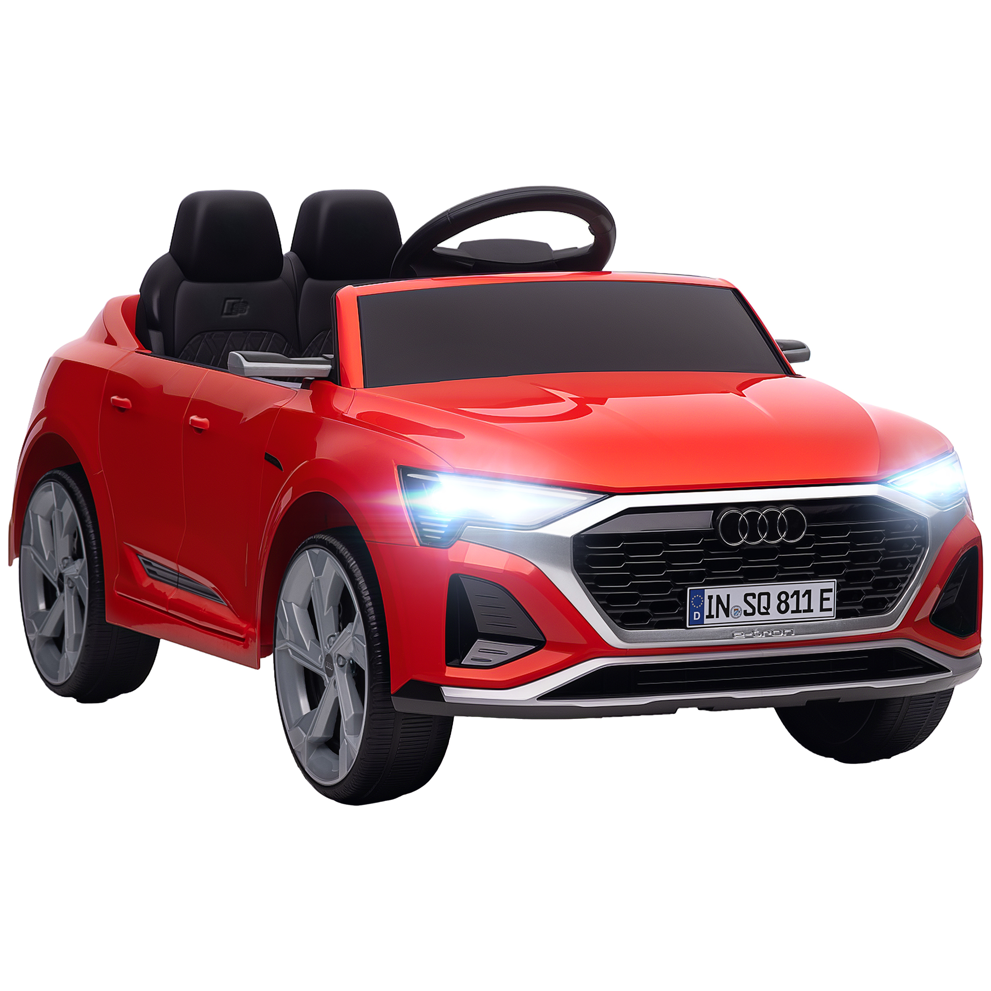 Ηλεκτρικό παιδικό αυτοκίνητο, 12V Audi Q8, 3-5 km/h, τηλεχειριστήριο, προβολείς, μουσική, κόκκινο