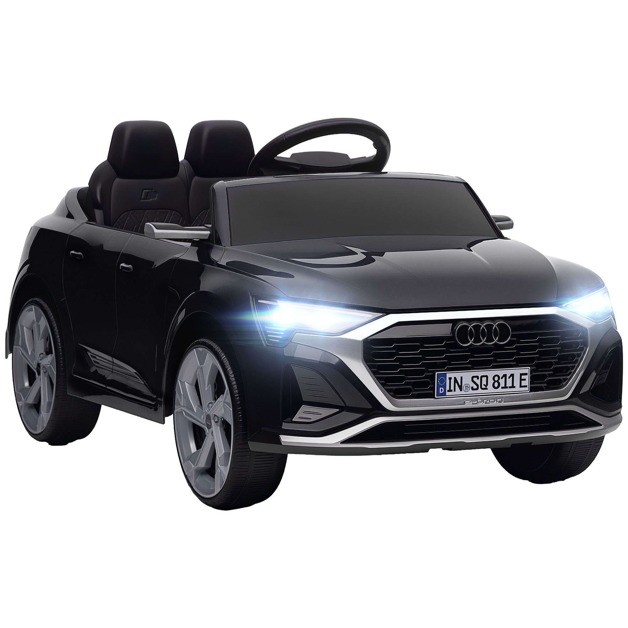 Ηλεκτρικό παιδικό αυτοκίνητο, 12V Audi Q8, 3-5 km/h, τηλεχειριστήριο, προβολείς, μουσική, μαύρο