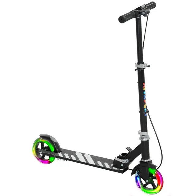 Παιδικό Scooter, Διπλά Φρένα, Μεταλλικός Σκελετός, Υποπόδιο, Πτυσσόμενο, 3-8 ετών, Μαύρο