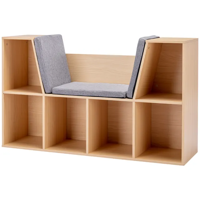 2 σε 1 Βρεφικό Ράφι + Παγκάκι με Μαξιλάρι 103 cm × 30 cm × 62 cm Λευκό + Γκρι