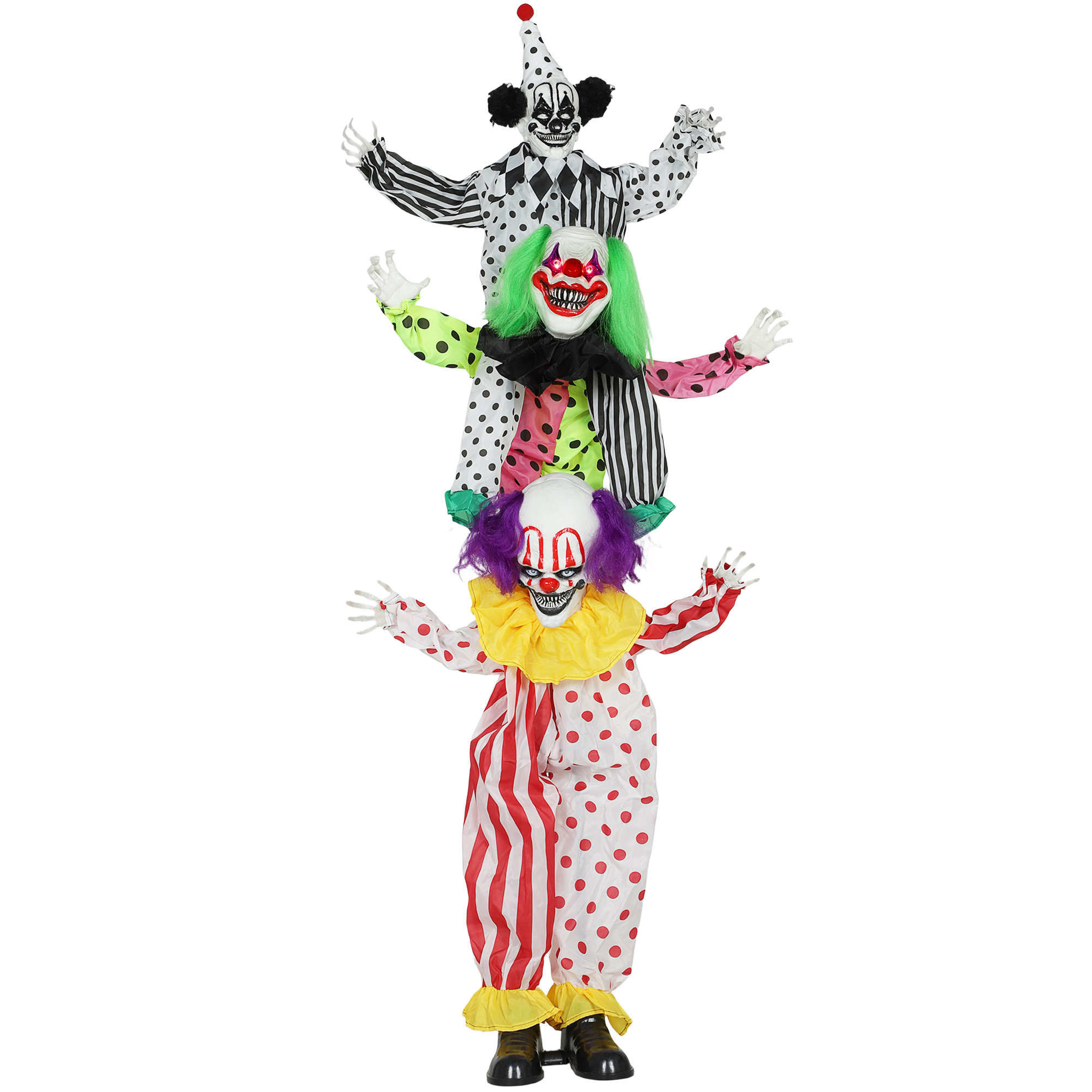 Στοιβαζόμενοι Κλόουν Halloween Animatronics με Κόκκινα Φωτεινά Μάτια για Διακόσμηση Εσωτερικών Χώρων