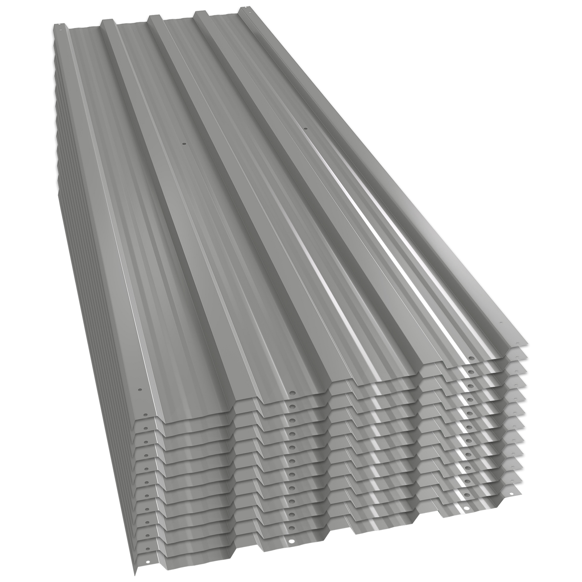 Συσκευασία 12 τραπεζοειδή λαμαρίνα 129x45cm 7m² γαλβανισμένη λαμαρίνα οροφής 0,25 mm αδιάβροχη λαμαρίνα προφίλ ανοιχτό γκρι