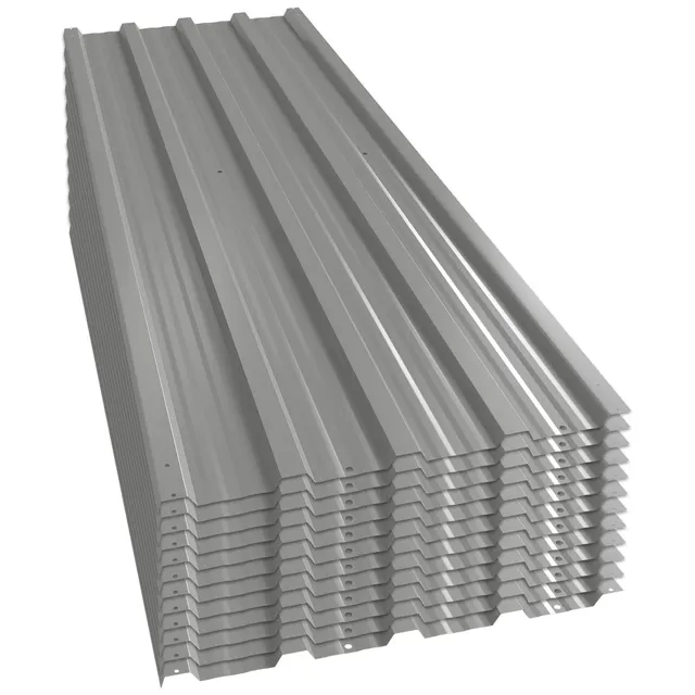 Συσκευασία 12 τραπεζοειδή λαμαρίνα 129x45cm 7m² γαλβανισμένη λαμαρίνα οροφής 0,25 mm αδιάβροχη λαμαρίνα προφίλ ανοιχτό γκρι