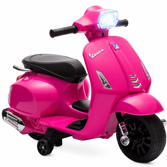 Ηλεκτρικό μηχανάκι παιδιών Vespa 6V ηλεκτρονικό μηχανάκι με βοηθητικούς τροχούς, φώτα, κόρνα για 2-4 ετών 71 x 37 x 52 cm Ροζ