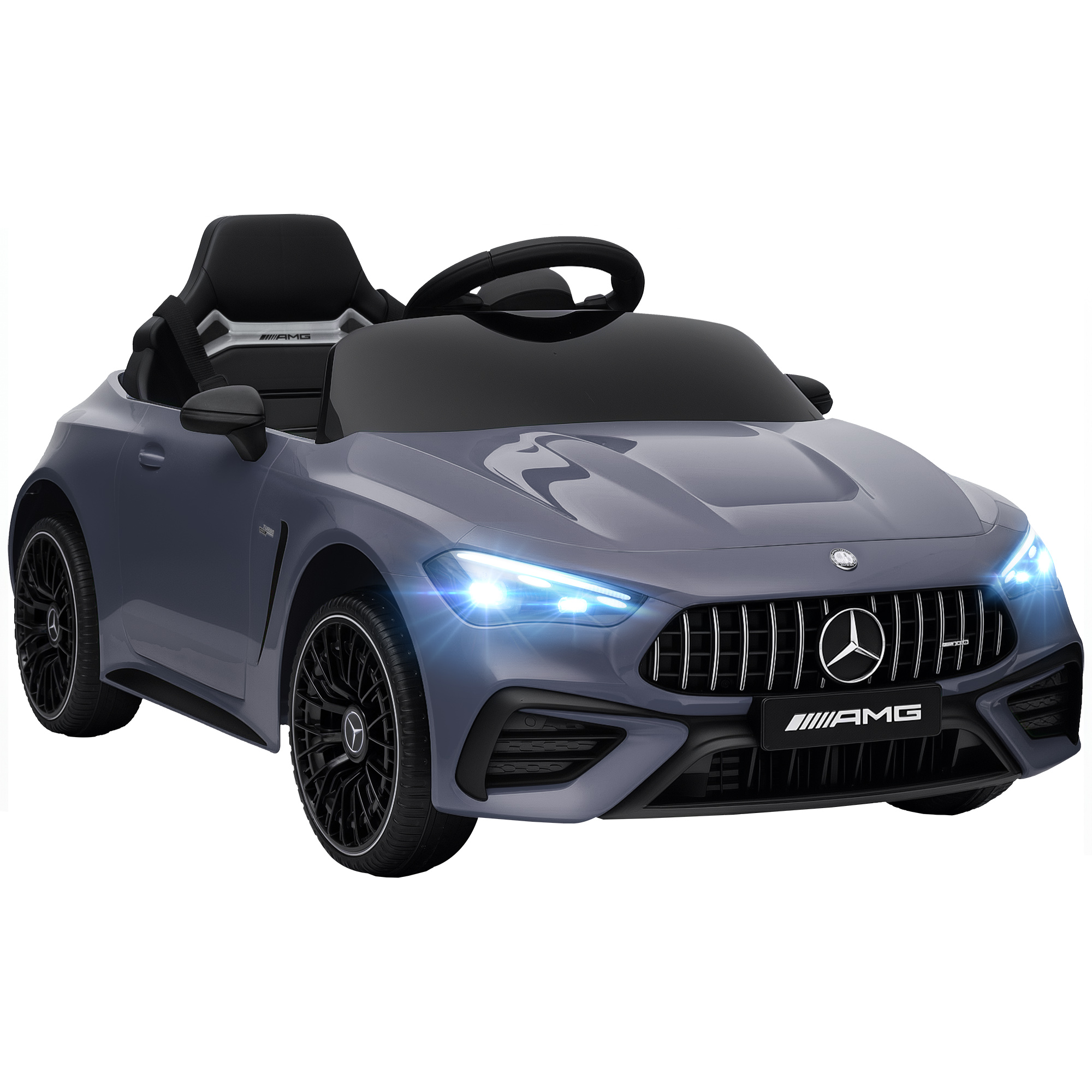 Παιδικό ηλεκτρικό αυτοκίνητο, σχέδιο Mercedes, μοτέρ 12V, τηλεχειριστήριο, φώτα LED, μουσική, για παιδιά 3-6 ετών, γκρι