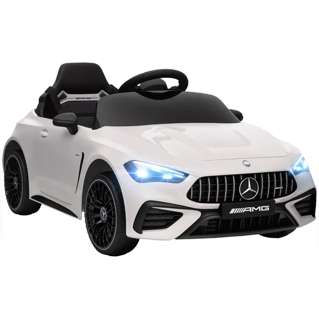 Παιδικό ηλεκτρικό αυτοκίνητο, σχέδιο Mercedes, μοτέρ 12V, τηλεχειριστήριο, φώτα LED, μουσική, για παιδιά 3-6 ετών, λευκό