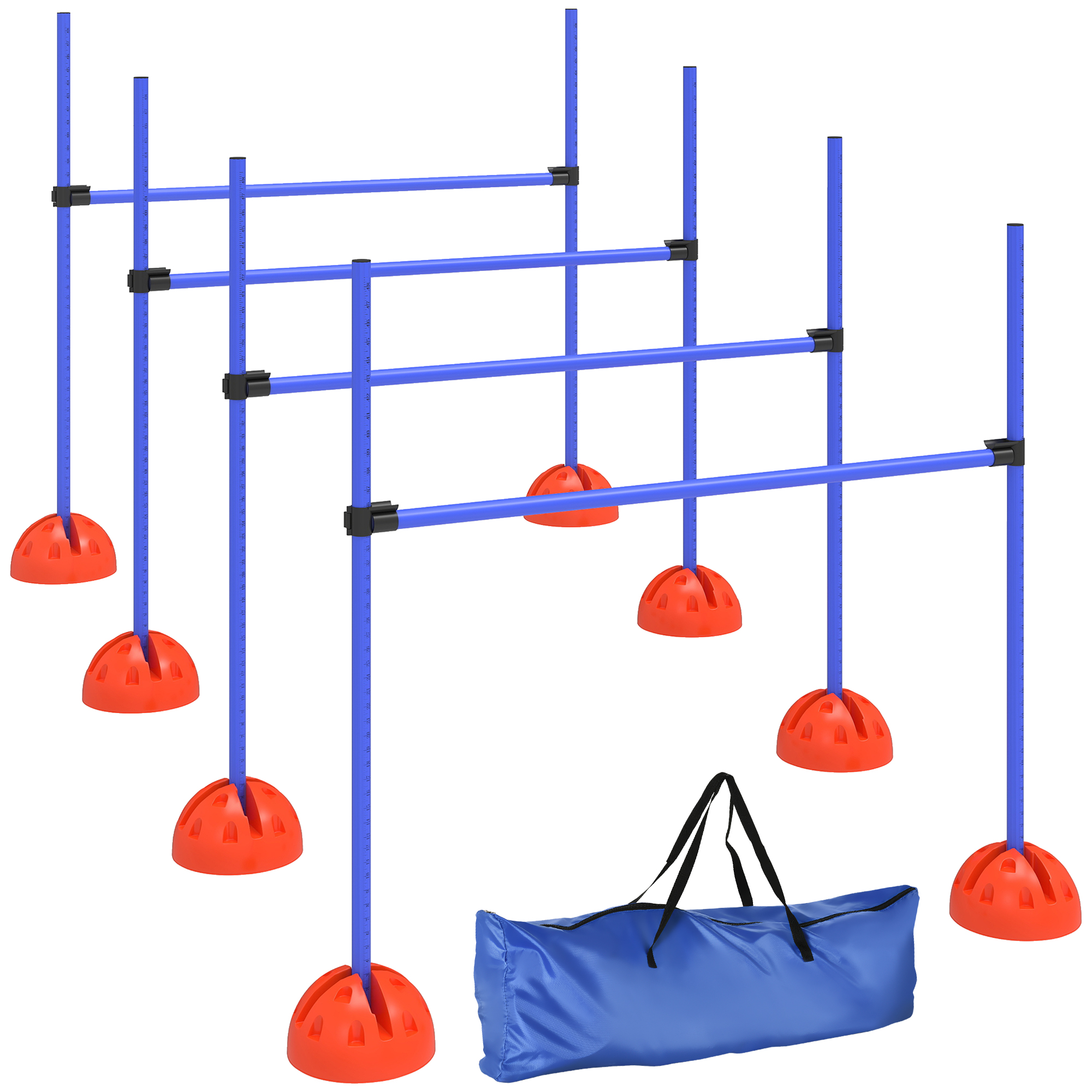 Σετ σκύλου Agility 4 τεμαχίων με 4 εμπόδια και τσάντα μεταφοράς για εκπαίδευση άλματος, Μπλε