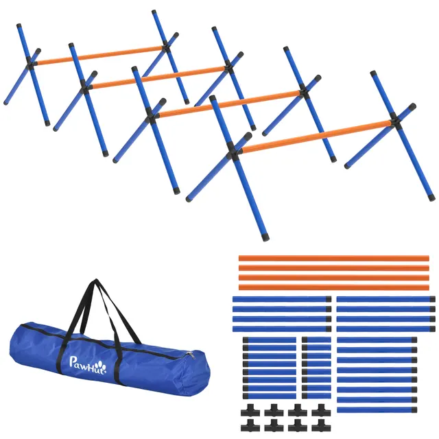 Σετ Agility για σκύλους, 4-τεμαχίων εξοπλισμός Agility με εμπόδια, τσάντα μεταφοράς, ρυθμιζόμενο σετ εκπαίδευσης για μικρούς σκύλους