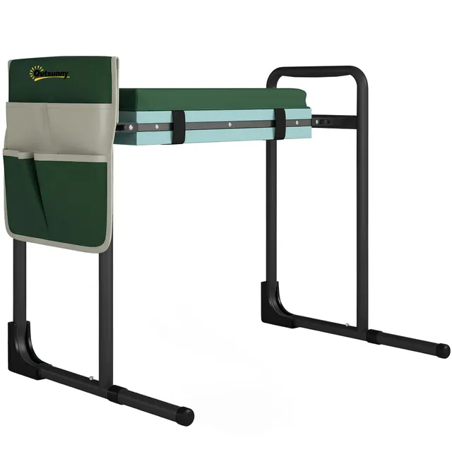 Μαξιλάρι Γονάτου Κήπου και Καθίσμα, 150 kg Φέρουσα Ικανότητα, Κάθισμα Κήπου με Παχύ Μαξιλάρι Γονάτου, Επεκτάσιμες Μεταλλικές Πόδες