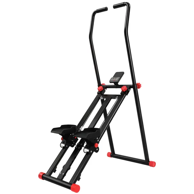 Σκαλοπάτι για Σπίτι, Αναδιπλούμενος Vertical Climber με 3 Επίπεδα Αντίστασης, Ρυθμιζόμενη Λαβή και LCD-Οθόνη