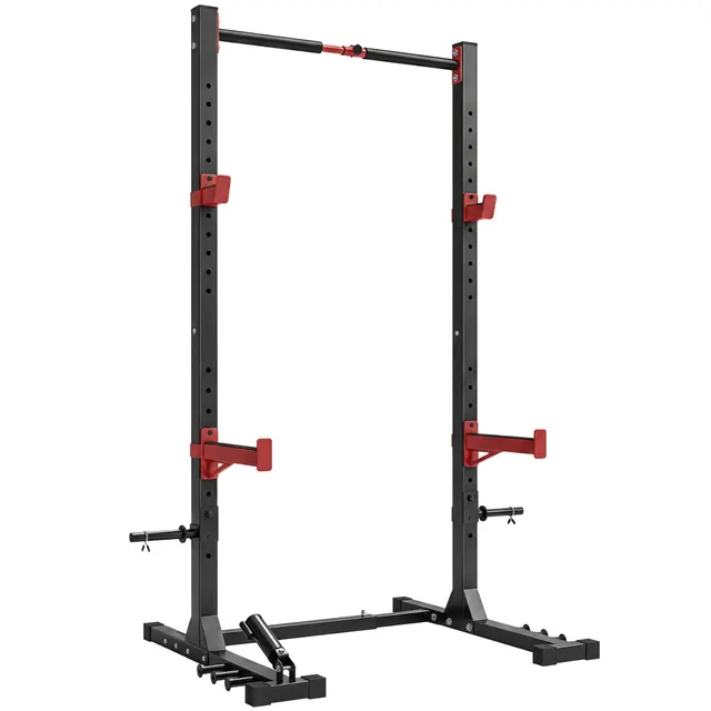 Power Tower Squat Rack, Ελεύθερη Ράβδος Έλξης με Ρυθμιζόμενο Πλάτος, Δοχείο Δίσκων, Landmine