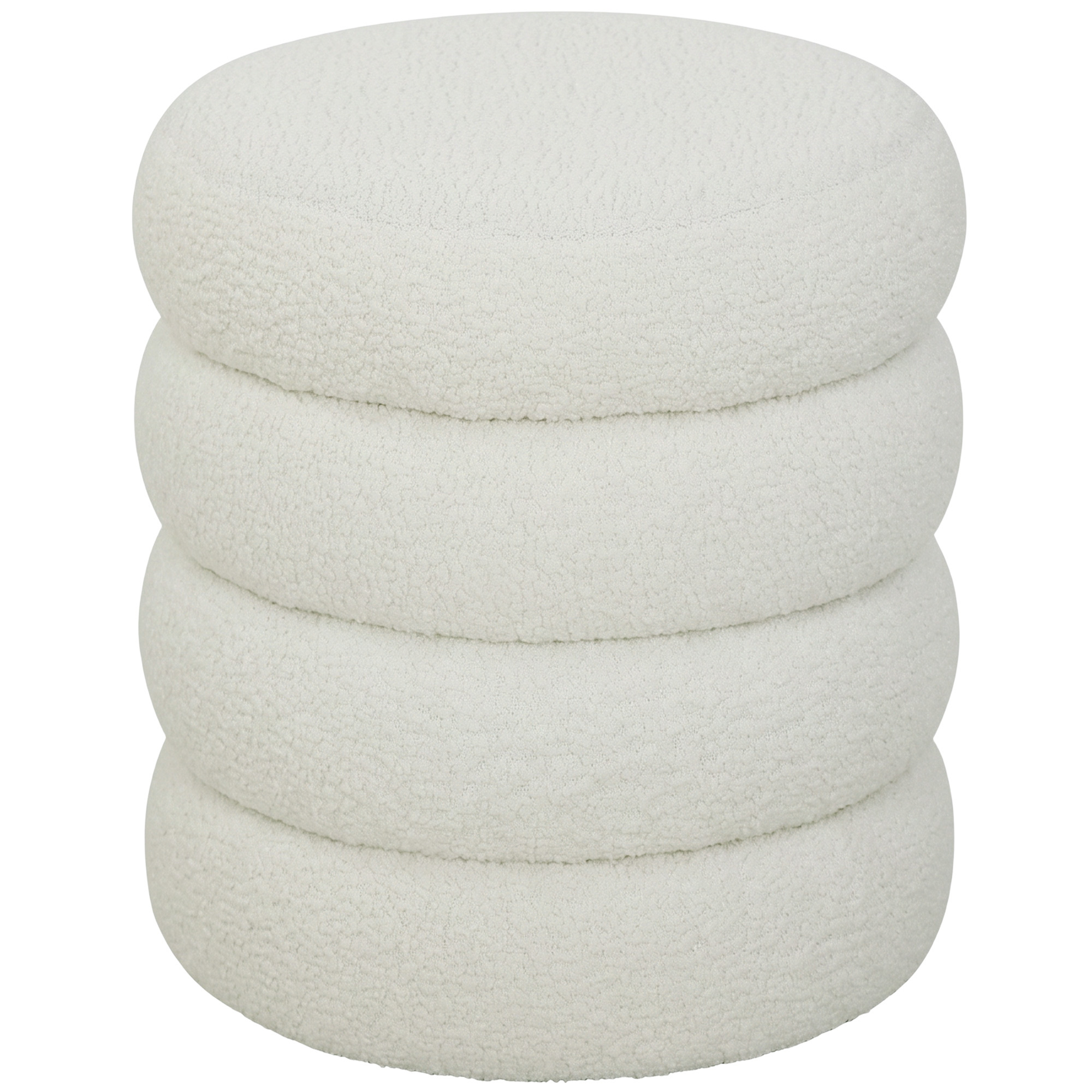 Hocker, rund, Teddyfleece, bis 120kg, Φ40x45H cm, Weiß
