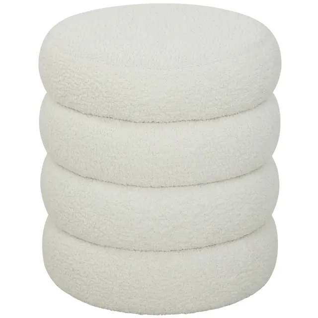 Hocker, rund, Teddyfleece, bis 120kg, Φ40x45H cm, Weiß