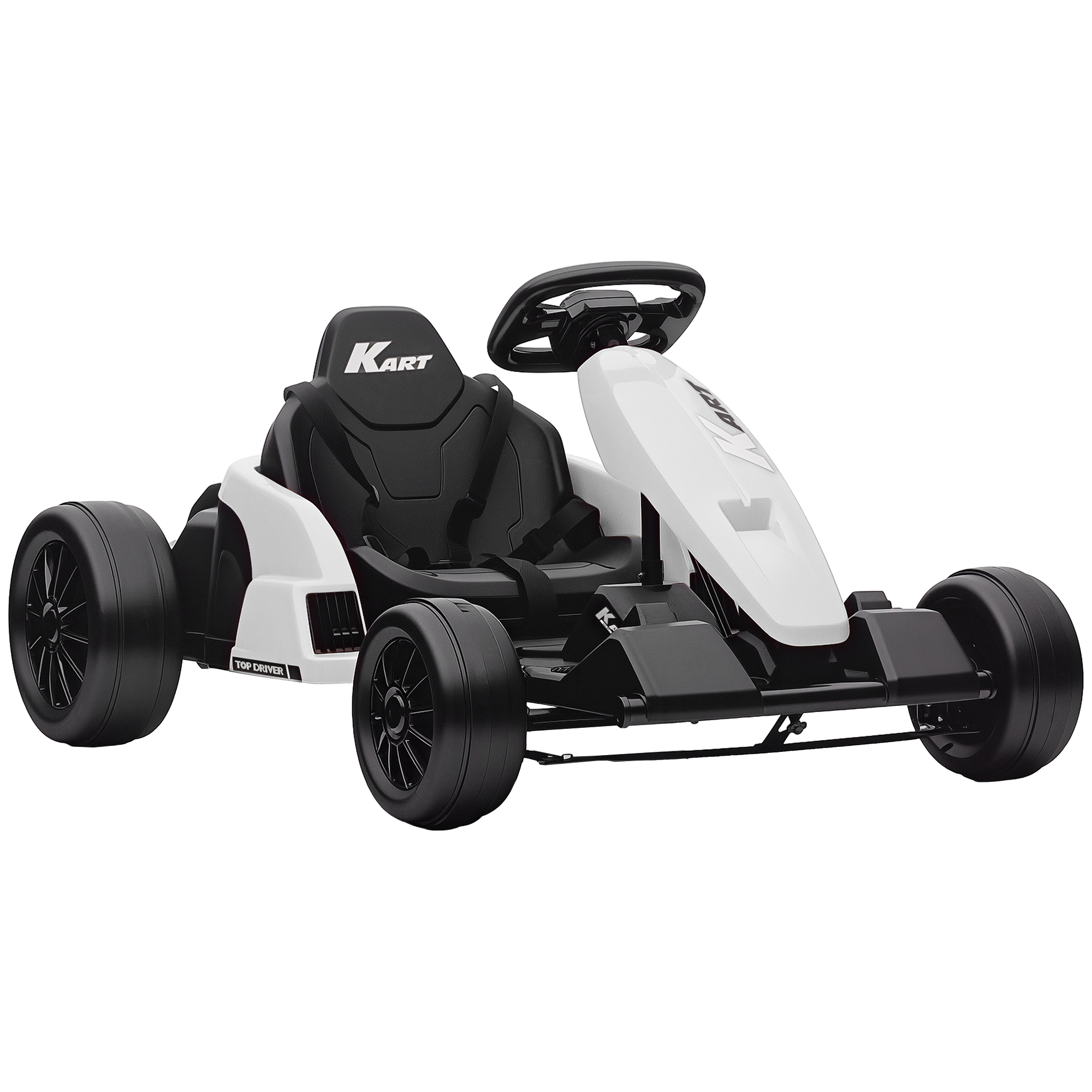 24 V Ηλεκτρικό Go-Kart για παιδιά Μέχρι 18 Km/h Gokart με λειτουργία Drift, Drift-Kart με 2 κινητήρες ρυθμιζόμενο κάθισμα Λευκό