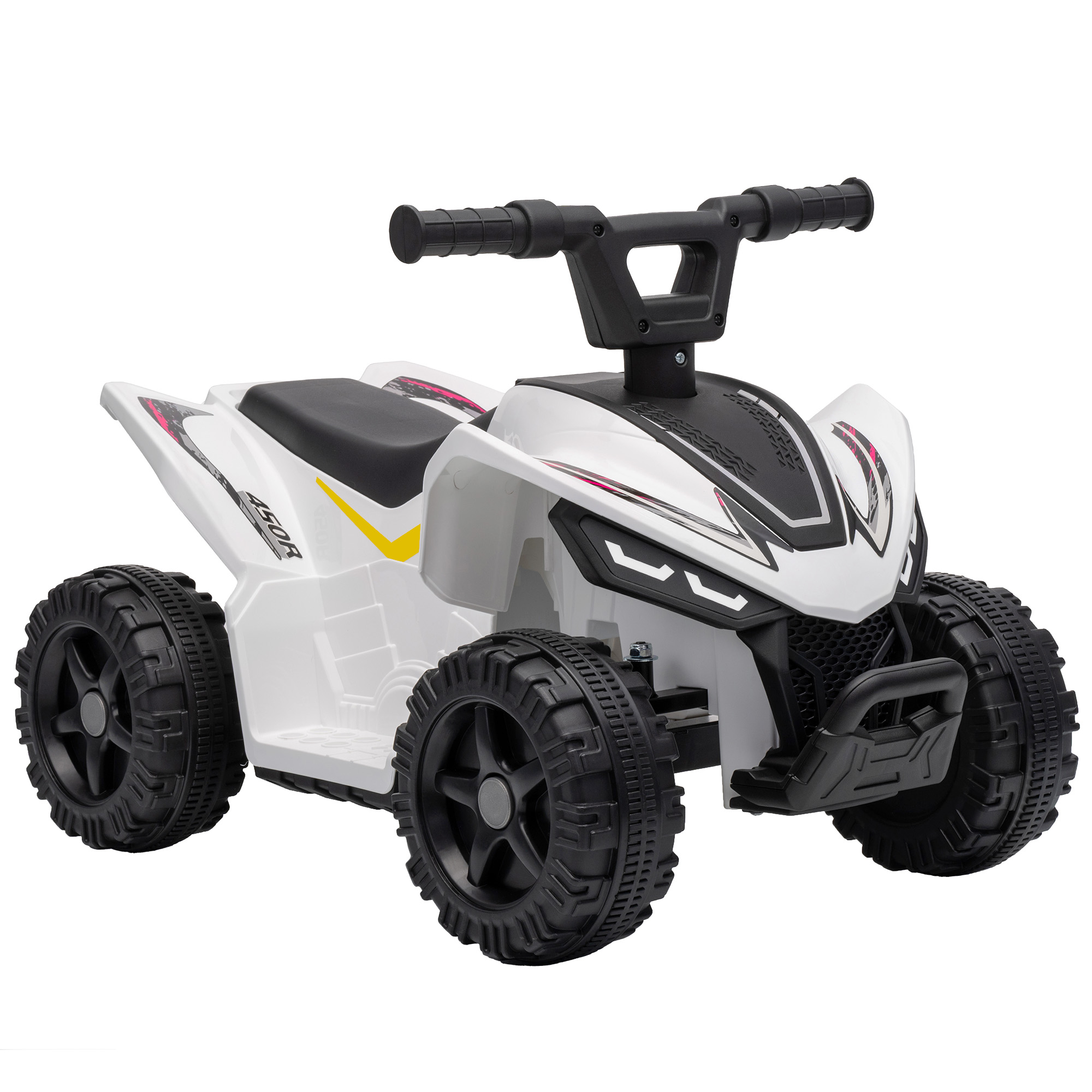 Παιδικό Quad Ηλεκτρικό 6V με Λιθίου Μπαταρία, Λειτουργία Προώθησης, Ρυθμιστής Τιμονιού, 1,5-2 Χρόνια, Λευκό