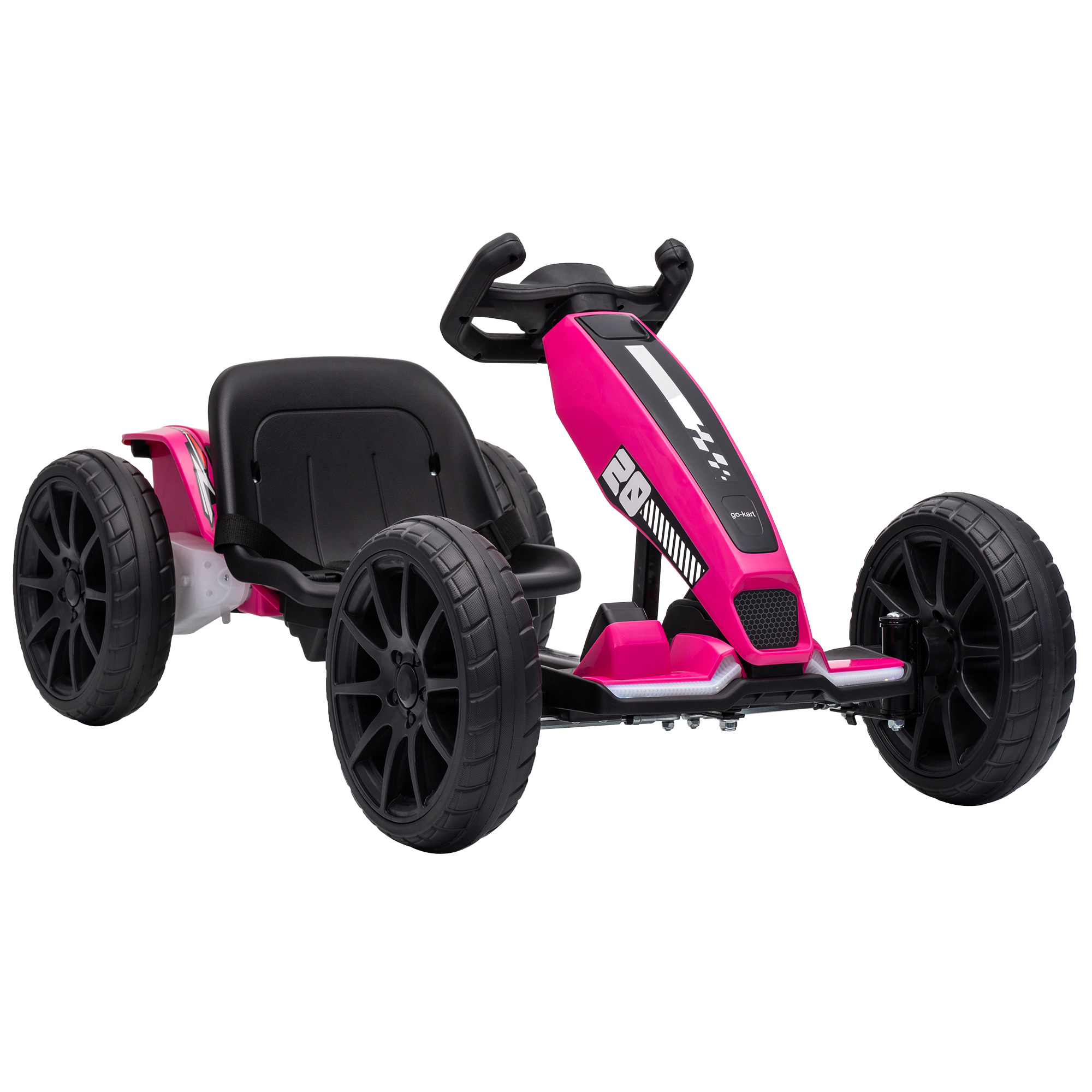 Ηλεκτρικό Go-Kart για Παιδιά 12V Gokart με 2 κινητήρες, ρυθμιζόμενη θέση 4 θέσεων, ήπια εκκίνηση, EVA-ρόδες, LED φώτα