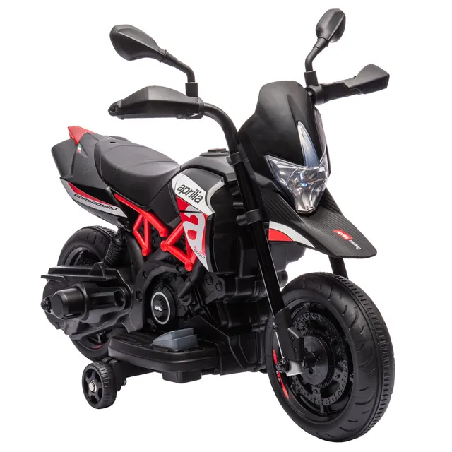Ηλεκτρικό μηχανάκι για παιδιά APRILIA 6 V, ηλεκτρονικό μηχανάκι με μπαταρία λιθίου, κινητήρας 25W, περιορισμός στροφών 30°, αποσπώμενοι βοηθητικοί τροχοί