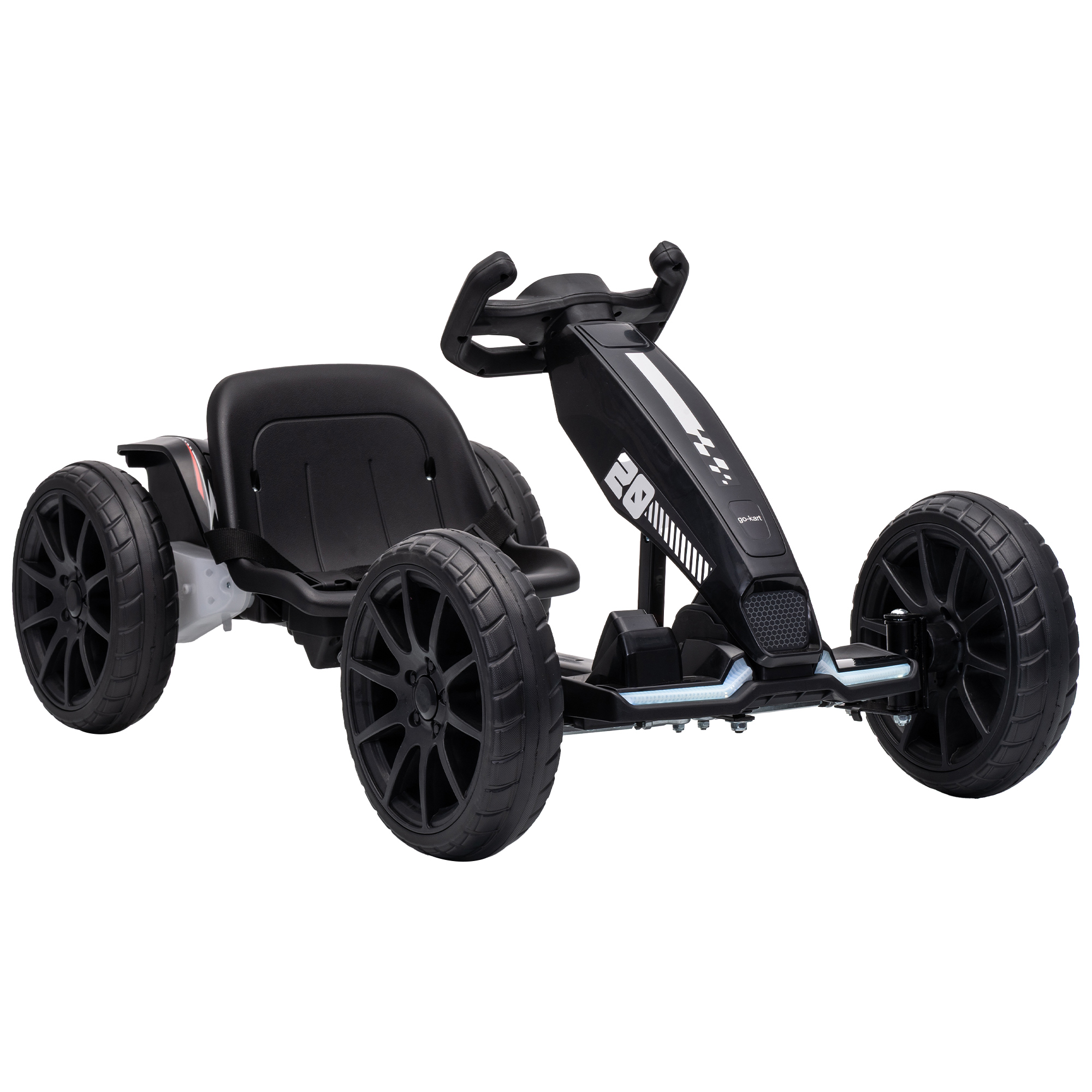 Ηλεκτρικό Go-Kart για Παιδιά 12V Gokart με 2 κινητήρες, ρυθμιζόμενη θέση 4 θέσεων, ήπια εκκίνηση, EVA-ρόδες, LED φώτα
