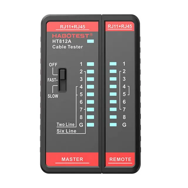 Habotest Tester Καλωδίων Δικτύου HT812A RJ45/RJ14/RJ12/RJ9 (Μαύρο)