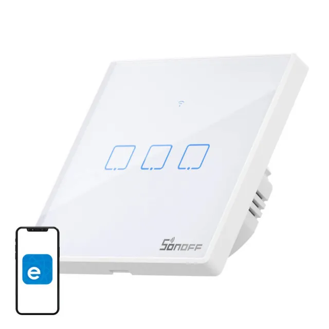 Smart Switch WiFi + RF 433 Sonoff T2 EU TX (3-κανάλι) ενημερωμένο
