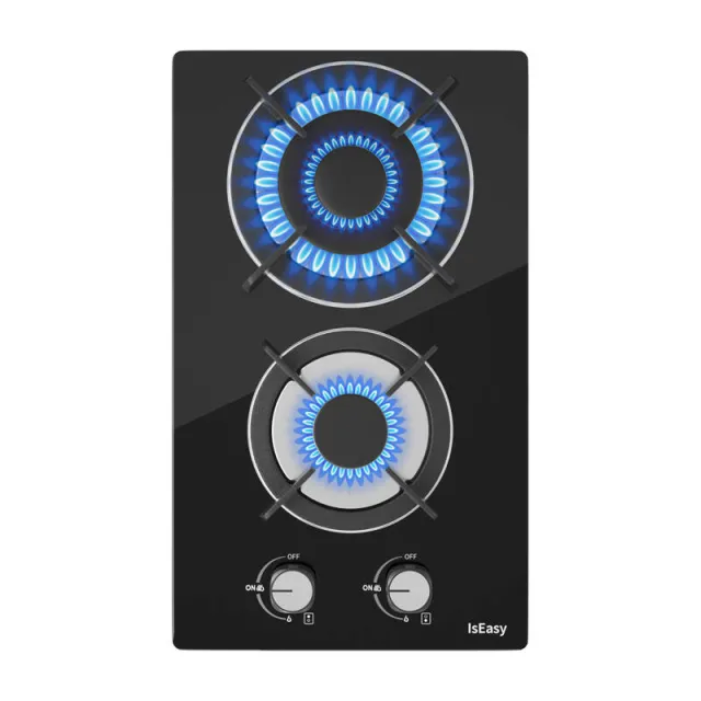 IsEasy MGBG-312A εστία αερίου διπλής ζώνης με γυάλινο πάνελ