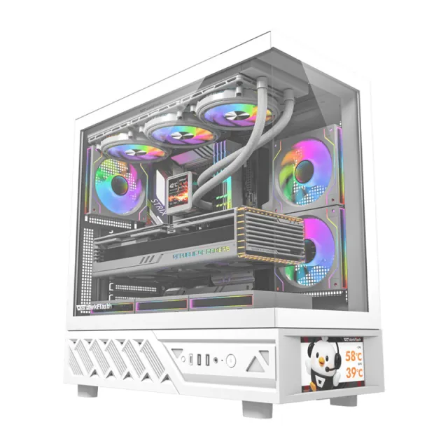 Θήκη υπολογιστή DarkFlash DS950V με οθόνη (λευκή) + 6 ανεμιστήρες