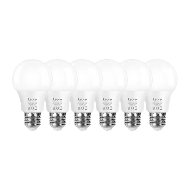 Λάμπα LED LEPRO 100089-WW-EU-6, E27, A60, 8,5 W (60 W), 806 lm, 2700 K (ζεστό), 180°, συσκευασία 6 τεμαχίων